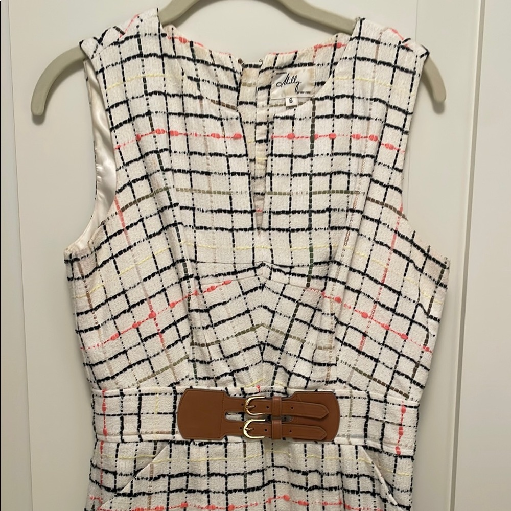 Milly of New York White and Black Plaid Dress